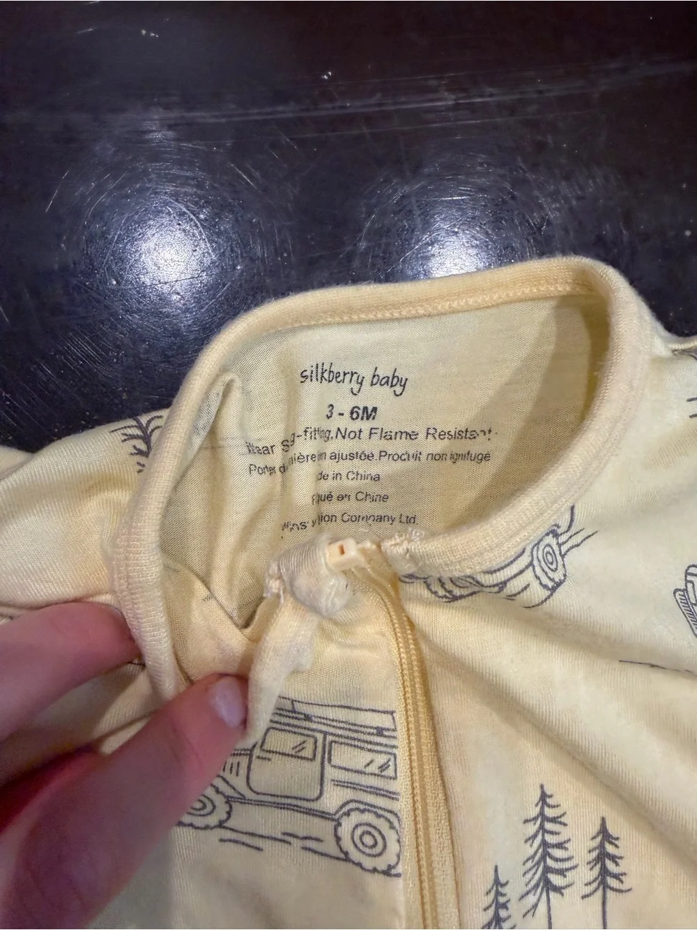 Silkberry Baby Bamboo Yellow Footed One-Piece Pajamas with Jeep Truck Print